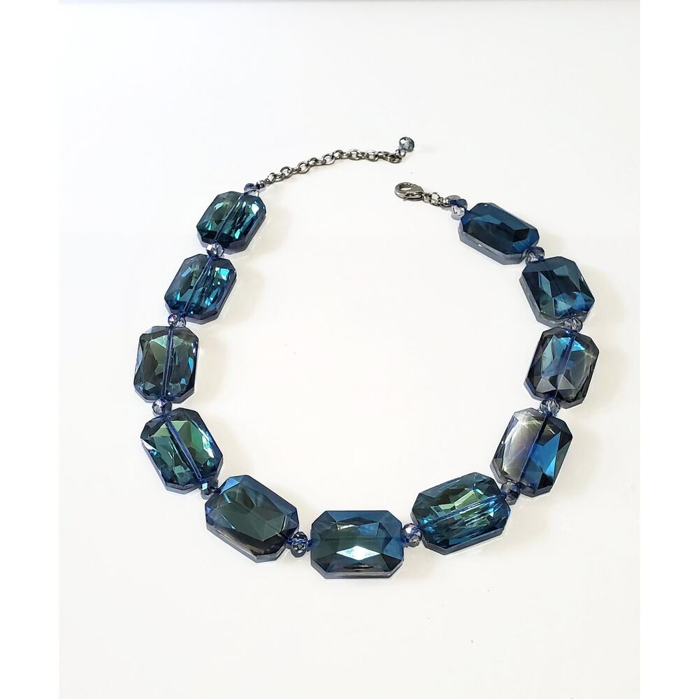 Leslie Danzis Chunky Faceted Glass Beads Statement Necklace 23" - Picture 2 of 7